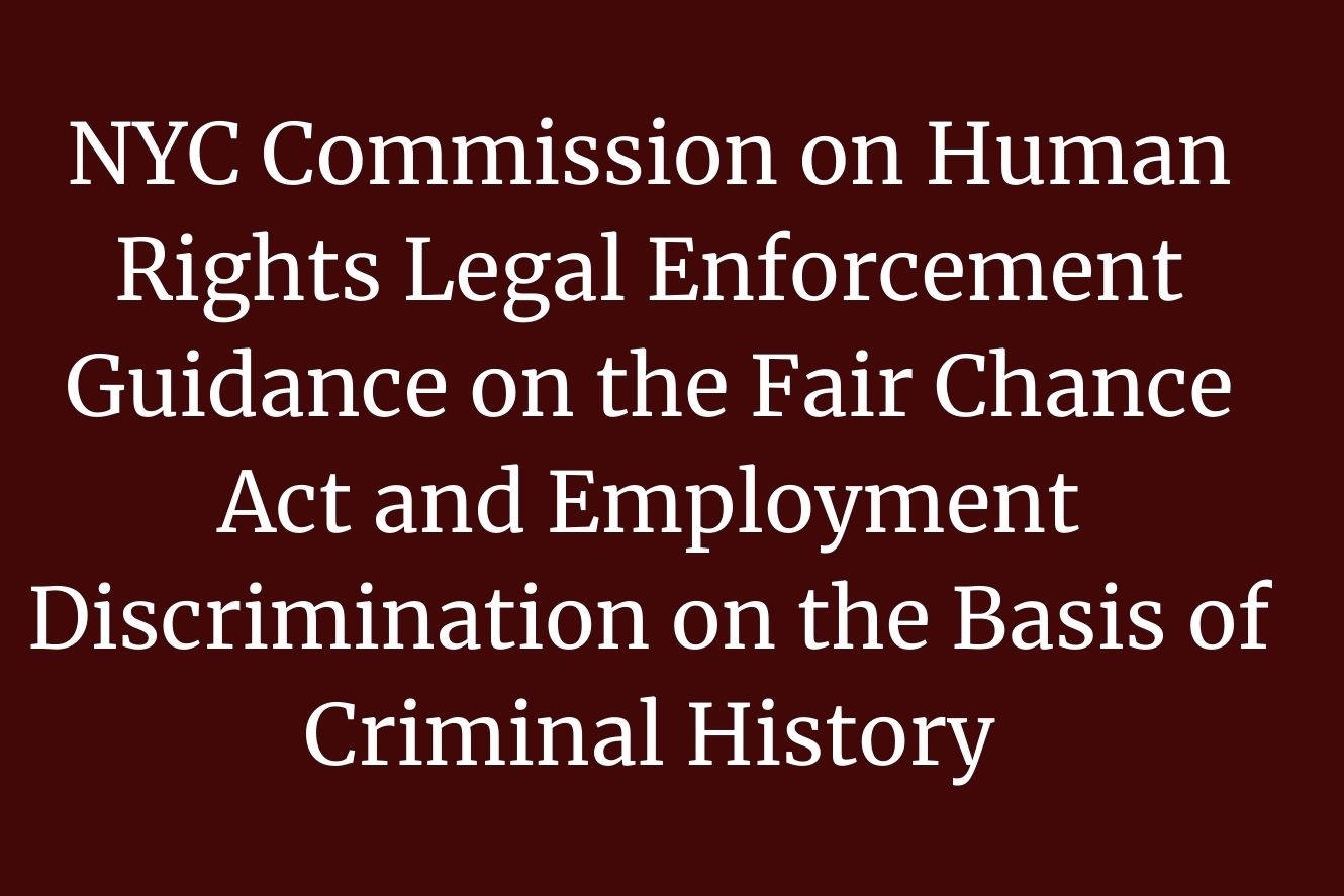 New York NYC Commission on Human Rights Legal Enforcement Guidance on