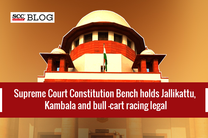 Supreme Court Constitution Bench holds Jallikattu Kambala and bull cart racing legal SCC Blog