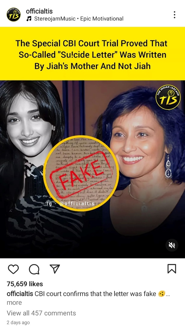 jiah khan mother letter fact check