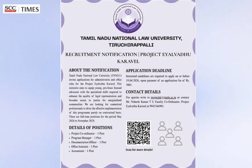 TNNLU Project Eyalvathu Karavel recruitment 2026 Tamil Nadu