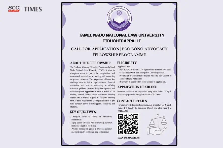 TNNLU pro bono advocacy fellowship 2026 Tamil Nadu