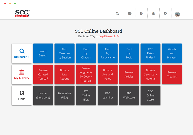 SCC Online Navigation Dashboard